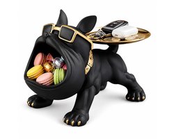Franse Bulldog Sleutelhouder Met Opbergschaal Decoratie Voor Hal Entree Sleutelbakje Tafeldecoratie Luxe Woonaccessoire Opbergtray Voor Sleutels En Kleine Spullen