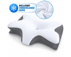 Frasco® Vlinderkussen - Ergonomisch Hoofdkussen - Hoofdkussen Nekklachten - Ergonomisch Kussen - Apneu kussen - Traagschuim Kussen - Voor Rug-, Buik- en Zijslapers - Memory Foam