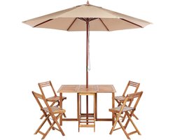 FRASSINE - Tuinset met parasol - Lichtbruin - Acaciahout