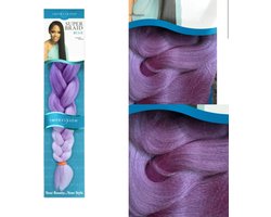 Frazimashop- 26 inch extension- mix kleur paars en wit- pre gerekt extension-Vlechthaar vlecht haar pre stretched braiding hair crochet box braids 1 stuk