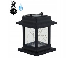 FRED - LED Solar tuinlantaarn Hanglamp / Tafellamp - Tuin balkonlamp - Sfeerlamp - Warm Wit - Zwart