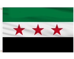 Free Syrian Army Flag 1.5m x 0.9m - Grote Syrische Vlaggen - Dubbelzijdig met Messing Oogjes voor Tuinfeest Decoraties en Binnen- en Buitengebruik (2 PCS)