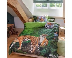 FREEK VONK Tandige Tijgers dekbedovertrek - Eenpersoons - 140x200 - Groen