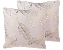 FREESIA - Sierkussen set van 2 - Roze - 45 x 45 cm - Fluweel