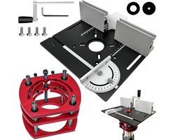 Freestafel voor bovenfrees, inlegplaatset, bovenfreestafel en tafelfreesmachine, routertafel, vlakfreesapparaat, maximale lift 51 mm, tafelfrees voor het snijden van groeven zagen en afschuinen