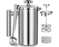 French Press Koffiezetapparaat 34 oz 1000 ml dubbelwandige geïsoleerde - Voor Thuis, Camping en Kantoor Coffee Strainer