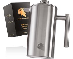French Press roestvrijstalen koffiezetapparaat, 1 liter, dubbelwandige thermokoffiepers voor permanent verse filterkoffie, ook geschikt als koffiezetapparaat voor koffie op de camping