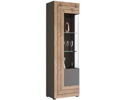 Freno vitrinekast inclusief verlichting grijs Nox Eiken NB - 37x60x194cm