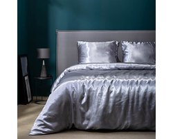 Fresh & Co Silk Satin Dekbedovertrek - Tweepersoons - Grijs - 200x200 cm - Microvezel