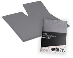 Fresh & Co Splittopper Hoeslaken 160 x 200 - Flanel- Antraciet- Op=Op