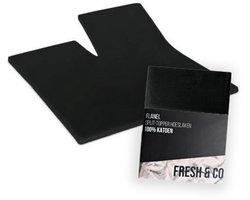 Fresh & Co splittopper Hoeslaken Flanel - 180x210/220 - zwart- OP = OP