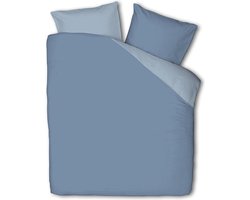 Fresh & Co - Tweepersoons Dekbedovertrek Hotel Two Tone - Blauw 200x200 cm - Microvezel - Dekbedovertrek met 2 kussenslopen
