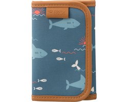 Fresk Portemonnee voor Jongens – Billfold met Klittenbandsluiting – Pasjeshouder – Portefeuille Kinderen - Blauw – Shark