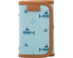 Fresk Portemonnee voor Jongens – Billfold met Klittenbandsluiting – Pasjeshouder – Portefeuille Kinderen - Blauw - Submarine