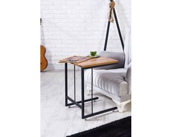 Frezia Bijzettafel met Wielen - C Nestbare Slaapbank - C Zittafel met Wielen - Bijzettafel - C-salontafel op Wielen - Salontafel - Banktafel - Serveertafel - Nesttafel - Pijnboom - 40x44x55 cm