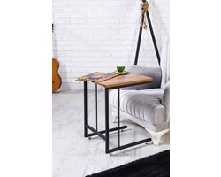 Frezia Bijzettafel met Wielen - C Nestbare Slaapbank - C Zittafel met Wielen - Bijzettafel - C-salontafel op Wielen - Salontafel - Banktafel - Serveertafel - Nesttafel - Pijnboom - 40x44x55 cm