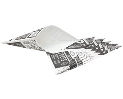 Frietzakjes - 10x st - zwart/wit - 17,5 x 24 cm - papier - puntzakken - patatzakjes - snackzakjes - zakjes voor patat/friet