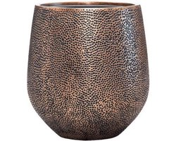 Frigus vaas brons goud 48cm hoog | Hoge bloempot koper bronzen gouden metaalkleur met relief | Grote plantenpot plantenbak vazen﻿