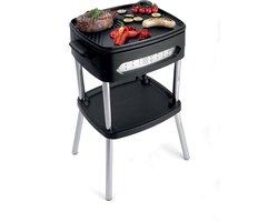 FRITEL Barbecue BBQ 3256 - Elektrische barbecue met deksel + 2000W + Groot Grillopp. 40x36cm + Afneembare plaat - Zwart - Tafelgrill