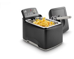FRITEL Frituurpan - Turbo SF® 4176 - Frietketel met Antistofdeksel - Friteuse voor Olie + Vast Vet - 2-4 pers. Frituurketel - 2300W - 3L - Mat Zwart