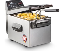 FRITEL Frituurpan - Turbo SF® 4345 - Friteuse met Filterdeksel met Kijkvenster - Olie + Vast Vet - 3-5 persoenen - 3200W - 4 liter - 10 jaar Garantie