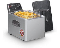 FRITEL Frituurpan - Turbo SF® 4551 - Friteuse met Antistofdeksel - Olie + Vast Vet - 5 persoons Frituurketel - 3000W - 5 liter - 10 jaar Garantie