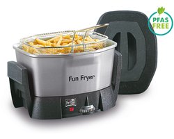 FRITEL Fun Friteuse FF 1200 - Snack Frituurpan / Fondue Friteuse - 1,5L - 1400W - Antistofdeksel - 2 tot 6 Pers.- PFAS-vrij