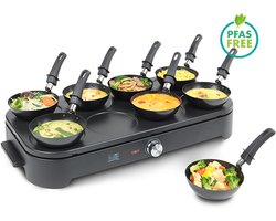 FRITEL Gourmet Wok Pancake GWP 2560 - Wokset / Pannenkoekenmaker - Party set - 1500W - 8x15 cm- 1 tot 8 Pers. + 8 Wokpannetjes & Spatels - PFAS-vrij