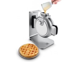 FRITEL Wafelijzerr - WA 2224 - Wafelmaker Top fill - Wafelmachine met Anti-aanbaklaag - 4 Dikke Ronde Fluffy Wafels - Verticaal Wafelbakijzer met 5 Bruiningsniveau's - Zilver - 800W