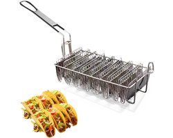 Frituurmand met 8 taco-schalen en lange handgreep voor friteuse tacoschalen keukengereedschap