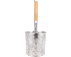 Frituurmand - Zeven & Vergieten - Dumplingmand - Noedelzeefmand - Om te koken - Voedselzeef - Zilver