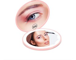 Fritzline Make up spiegel met Verlichting - 10X en 1X - Handspiegel - Zakspiegel - Reisspiegel - Make-upspiegel