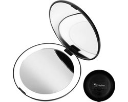 Fritzline Make up Spiegel met Verlichting - 10X en 1X - Handspiegel - Zakspiegel - Reisspiegel - Make-upspiegel
