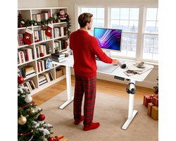 Froadp 120x60cm Hoogteverstelbare Elektrische Schrijftafel Met Geheugenfunctie Voor 3 Hoogten En Typ-C Oplaadpunt, Verstelbare Computertafel, Sta-Stijltafel, Voor Kantoor Wit