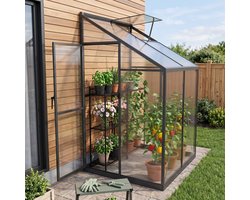 Froadp 125x110x195CM Tuin aanbouwkas aluminium constructie, temperatuurbestendig -25°C tot +60°C, muurkas voor tomaten, sla en potplanten