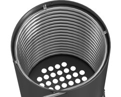 Froadp 1e Edelstahl Poolverhitting Vuurton Met Verwarmingsspiraal, Zwembadverwarming Vuurton,Ø32/ Ø38mm 2 In 1 Aansluiting, Houtverhitting, Met Vuurschermmat & Asopvangbak, 28 L Inhoud Tuindouche Verwarming, Zwart