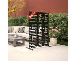 Froadp 3-delige kamerscherm privacybescherming van metaal, zwart, 121×183×40 cm, vrijstaande scheidingswand voor binnen en buiten, moderne scheidingswand voor balkon, terras, tuin en woonkamer