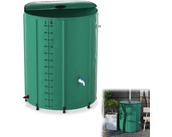 Froadp 500 liter opvouwbare regenton regenwatertank regenwaterreservoir UV-bestendig & weerbestendig Met overloopbeveiliging & schaalverdeling aan de zijkant Compact voor tuin, balkon, camping Groen