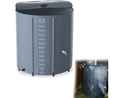 Froadp 750 liter opvouwbare regenton regenwatertank regenwaterreservoir UV-bestendig & weerbestendig Met overloopbeveiliging & schaalverdeling aan de zijkant Compact voor tuin, balkon, camping Antraciet