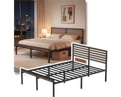 Froadp Metalen bed 140x200 cm, bedframe,tweepersoonsbed, slaapkamerbed