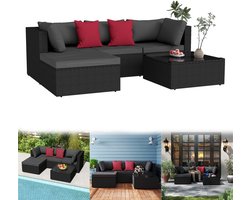 Froadp Polyrotan tuinmeubelen zitgroep loungebankset met salontafel, rotan zitset voor in de tuin