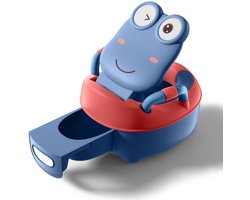 Froadp Pottje voor kinderen Babypotje WC/toilet Zindelijkheidstraining Kikkerontwerp Toilettrainer Baby Kindertoilet Toiletzitting Wc-zitting met rugleuning, handgrepen, afneembare bak (type A, blauw)