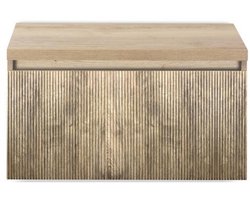 Frozen 3D Badmeubelset 80 cm - Greeplijst in Kleur - Inclusief Wastafelbovenblad French Oak