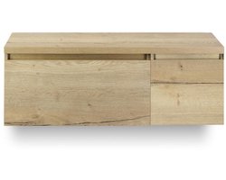 Frozen Badmeubelset 120 cm - Greeplijst in kleur - Wastafel Onderkast - met Bovenblad Natuur Eiken