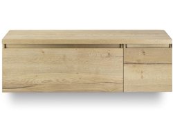 Frozen Badmeubelset 140 cm - Greeplijst in kleur - Wastafel Onderkast - met Bovenblad Natuur Eiken