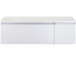 Frozen Badmeubelset 140 cm - Greeplijst in Kleur - Wastafel Onderkast met Bovenblad Wit Hoogglans