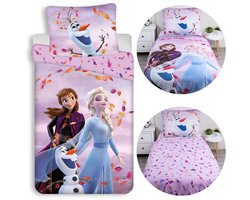 Frozen Elsa Anna Olaf DUBBELZIJDIG, katoenen kinderbeddengoed met ritssluiting, 100% KATOEN 140x200cm+70x90cm OEKO-TEX