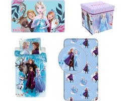 Frozen slaapkamerset; vloerkleed, dekbedovertrek, hoeslaken en opbergbox / stoel