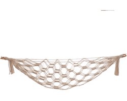 Fruit- en groentehangmat - keukenhangmand - naadloze spijkerhangmat - geweven kanten hangmat - wandnetzak - beige