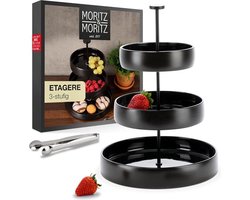Fruit etagère 3 etages - incl. tang - van aardewerk - moderne keukendecoratie of feestdecoratie - perfect als fruitschaal voor het bewaren van fruit, muffins en cupcakes